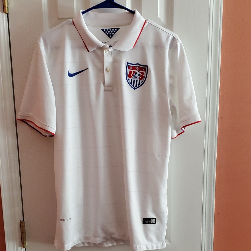 Nike Dri Fit White US Soccer Polo